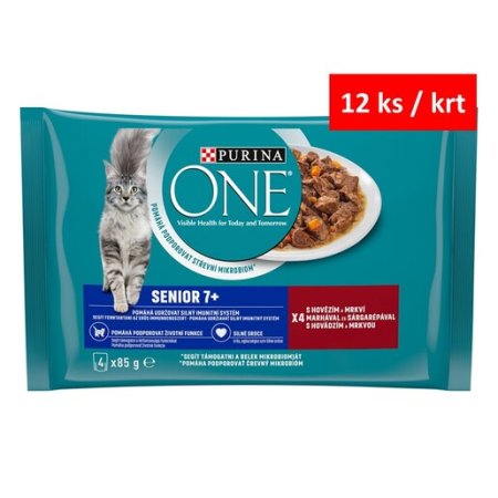 Purina One Multipack Senior minifiletky hovädzie s mrkvou 4 x 85 g