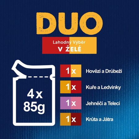 Felix Fantastic Duo Multipack kura a obličky hovädzie a hydinové morky a pečeň jahňacie a teľacie 4 x 85 g