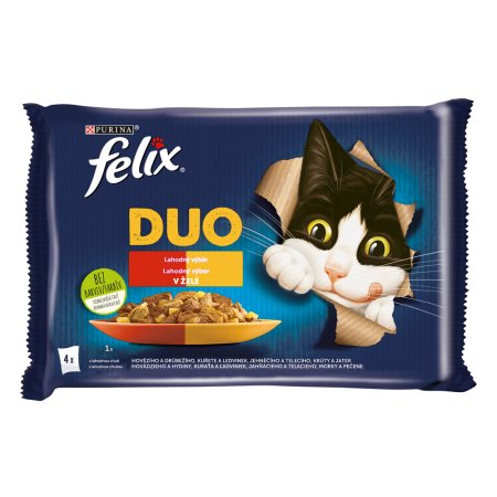 Felix Fantastic Duo Multipack kura a obličky hovädzie a hydinové morky a pečeň jahňacie a teľacie 4 x 85 g
