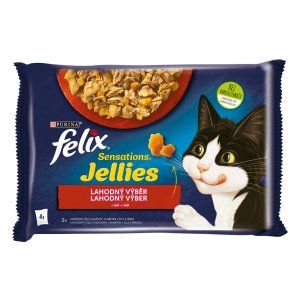 Felix Sensations Jellies Multipack s hovädzím a kuraťom v och. želé 4 x 85 g