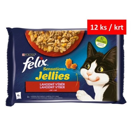 Felix Sensations Jellies Multipack s hovädzím a kuraťom v och. želé 4 x 85 g