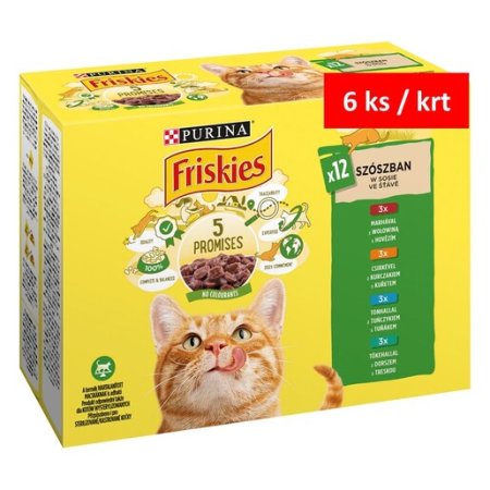 Friskies Multipack hovädzie kura tuniak treska v šťave 12 x 85 g 