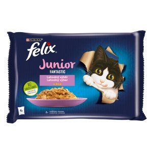 Felix Fantastic Junior Multipack s kuraťom a lososom v želé 4 x 85 g 