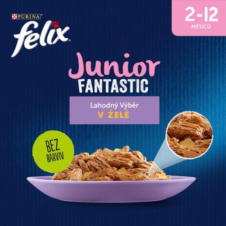 Felix Fantastic Junior Multipack s kuraťom a lososom v želé 4 x 85 g 
