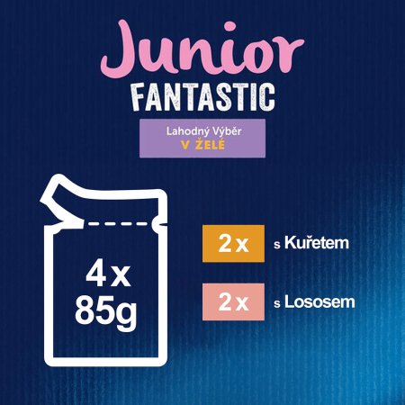 Felix Fantastic Junior Multipack s kuraťom a lososom v želé 4 x 85 g 