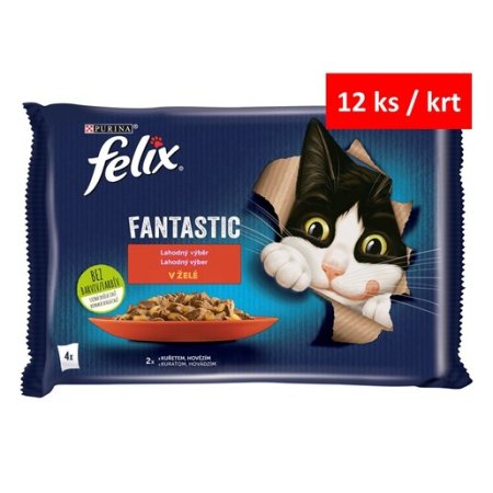 Felix Fantastic Multipack s hovädzím a kuraťom v želé 4 x 85 g