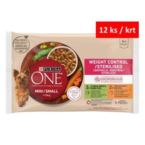 Purina One Mini Dog Weight Control morka a kura v šťave 4 x 85 g