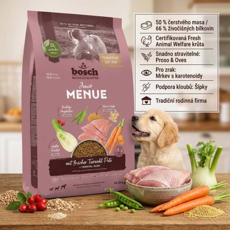 Bosch HPC MENUE Junior with animal welfare moriak + oats & millet 12 kg