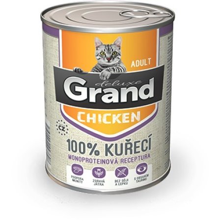 GRAND deluxe 100% Kuracie pre mačku Adult 400 g (EXPIRÁCIA 05/2024)