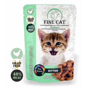 Fine Cat vrecko Grain-Free Kitten kuracie v omáčke 100g
