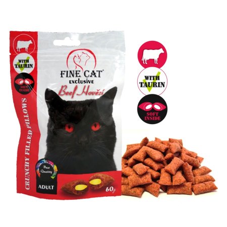 Fine Cat Exclusive Plnené vankúšiky pre mačky HOVÄDZÍ 60g