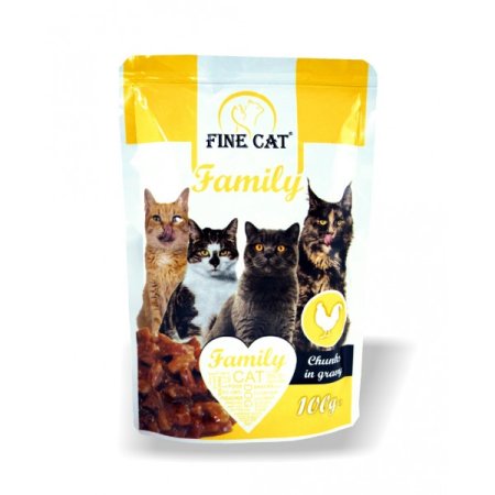 FINE CAT Family kapsičky pre mačky s HYDINOU v omáčke 100g