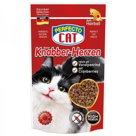 Perfecto Cat Feine Knabber-Snack s Alpským šťavnatým Hovädzím - Anti-Hairball 50g