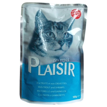 Plaisir Cat vrecko pstruh + krevety 100g