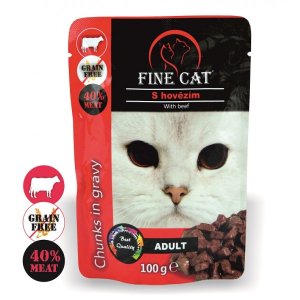 Fine Cat vrecko Grain-Free Adult hovädzie v omáčke 100g