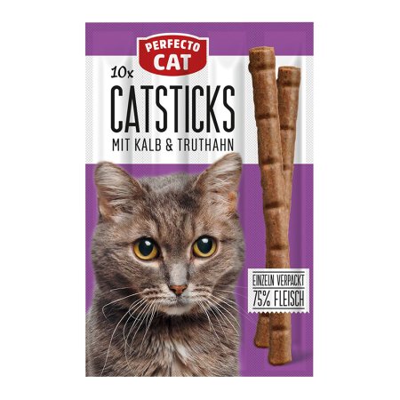 Perfecto Cat Mäsové tyčky teľacie & morka 50g 10ks