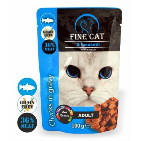 Fine Cat vrecko Grain-Free Adult losos v omáčke 100g