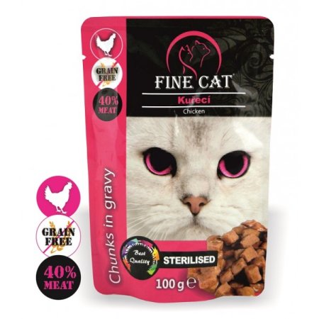 Fine Cat vrecko Grain-Free Sterilised kuracie v omáčke 100g