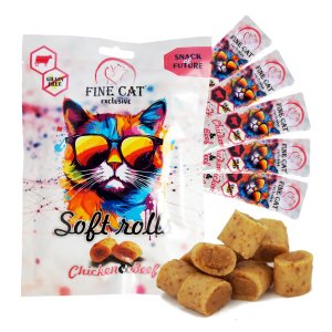 Fine Cat Exclusive Soft Roll desiata pre mačky KURACIE S HOVÄDZÍM 5x10g