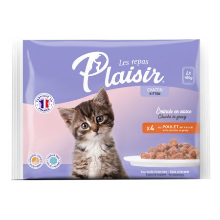 Plaisir cat Vrecko Multipack pre mačiatka kuracie 4x100g