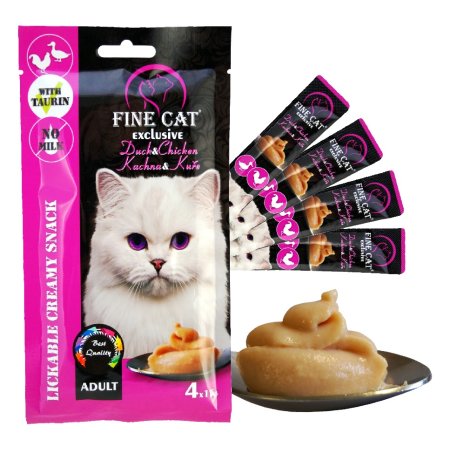 Fine Cat Exclusive Krémová desiata pre mačky KAČICA & KURA 4x15g