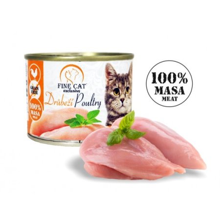 Fine Cat EXCLUSIVE konzerva pre mačky hydinové 100% mäsa 200g