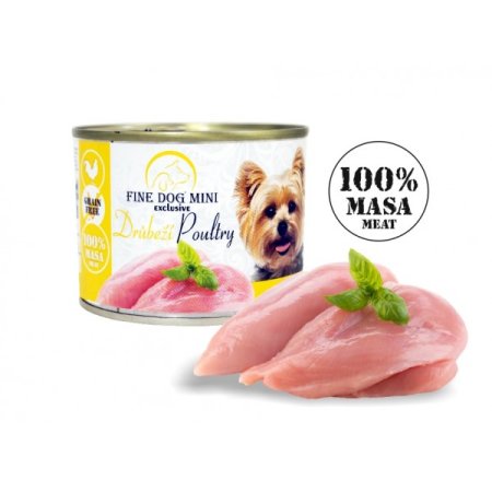 Fine Dog MINI Exclusive konzerva pre psov hydinové 100% mäsa 200g