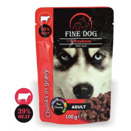 Fine Dog vrecko Adult hovädzie v omáčke 100g