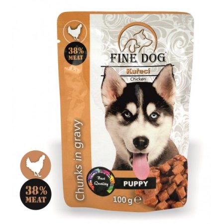 Fine Dog vrecko Puppy kuracie v omáčke 100g