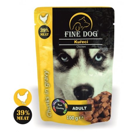 Fine Dog vrecko Adult kuracie v omáčke 100g