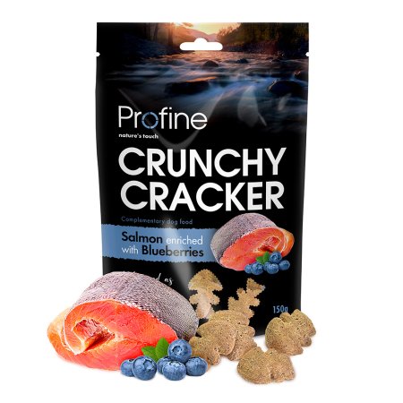 Profine Dog Crunchy Cracker Losos napučiavaný s Blueberries 150 g