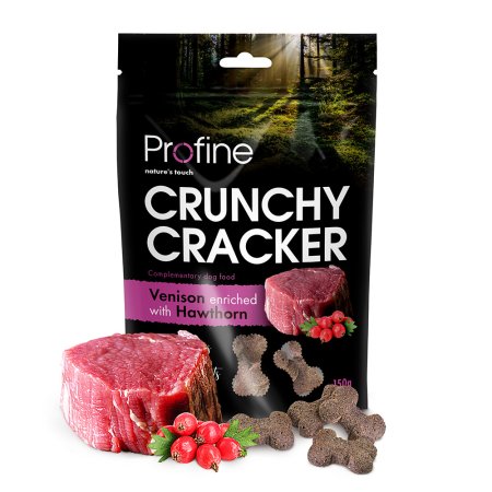 Profine Dog Crunchy Cracker Venison je zhotovený s Hawthorn 150 g