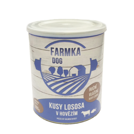 FARMKA DOG mäsová konzerva s lososom 800g