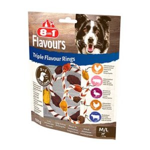 Pochúťka 8in1 Triple Flavour Rings M/L 120g