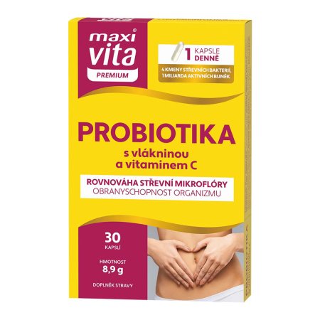 Vitar Maxi Vita Premium Probiotiká + vláknina + vitamín C 30 kapsúl