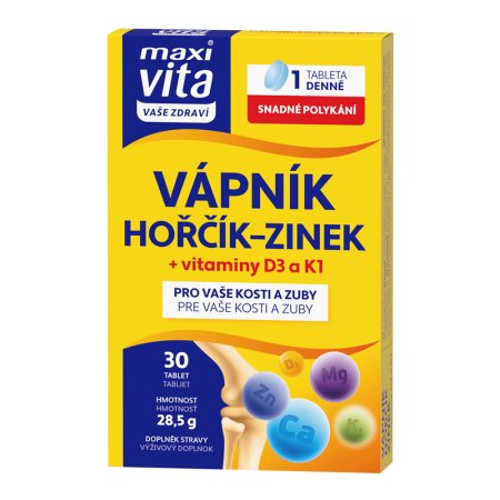 Vitar Maxi Vita Vápnik + horčík + zinok + D3 + K1 30 tabliet