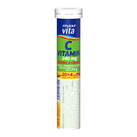 Vitar Maxi Vita Vitamín C + acerola + zinok 20 + 4 tablety