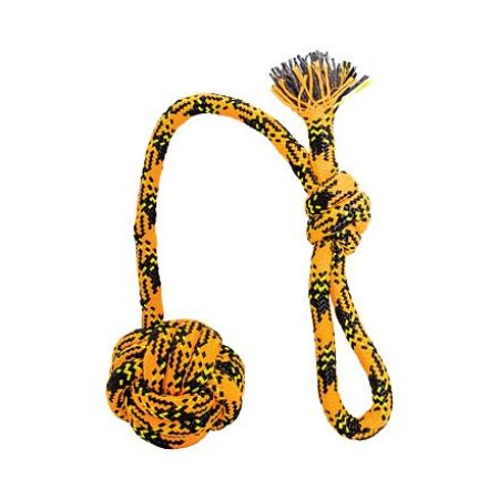 Vrhacie bavlnené lano s loptou HipHop ROPE 7cm / 48 cm, neón oranžová, čierna, žltá