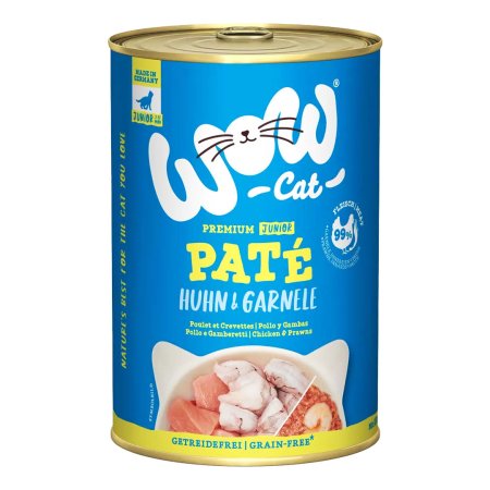 WOW Cat konzerva Paté Kurča s krevetami Kitten / Junior 400g