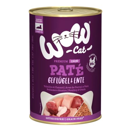 WOW Cat konzerva Paté Hydina s kačicou Senior 400g