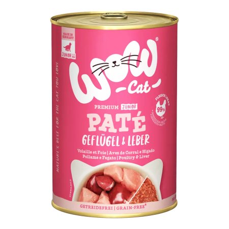 WOW Cat konzerva Paté Hydina s pečeňou Kitten/Junior 400g