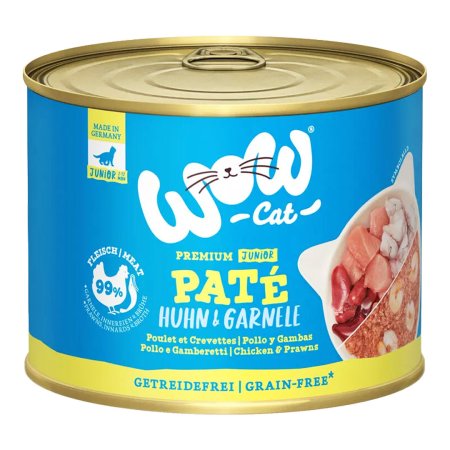 WOW Cat konzerva Paté Kuře s krevetami Kitten/Junior 200g