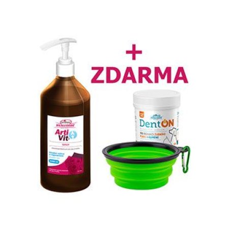 VITAR Veterinae Artivit Sirup 1000 ml + DentON 100 g + cestovná miska ZADARMO