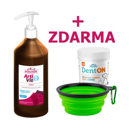 VITAR Veterinae Artivit Sirup 1000 ml + 1x DentON 100g + cestovná miska ZADARMO