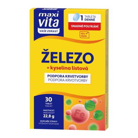 Vitar Maxi Vita Železo + kyselina listová 30 tabliet