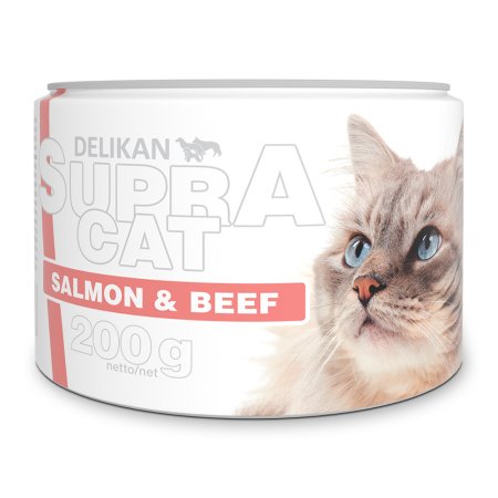 DELIKAN Konzerva Salmon & Beef mačka 200 g