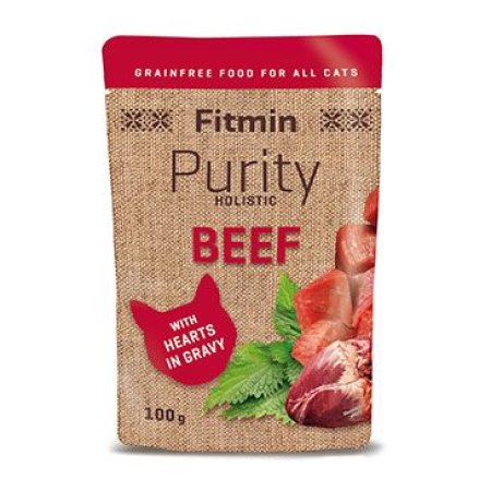 FITMIN CAT Purity Hovädzie vrecko so srdiečkami 100 g