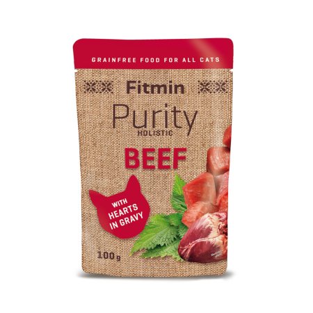 FITMIN CAT Purity Hovädzie vrecko so srdiečkami 100 g