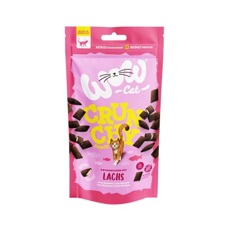 WOW Cat plnené vankúšiky Crunchy s lososom 60g