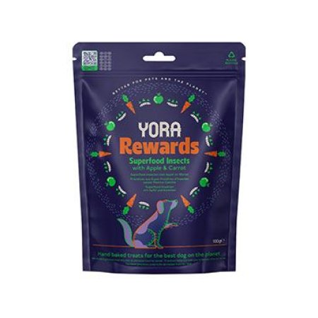 YORA maškrty z hmyzu Rewards s jablkom a mrkvou 100g